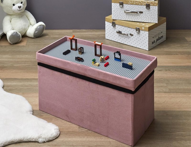 Pink Foldable Storage Bench