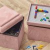 Pink Foldable Storage Pouffe