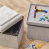 Gray Foldable Storage Pouffe
