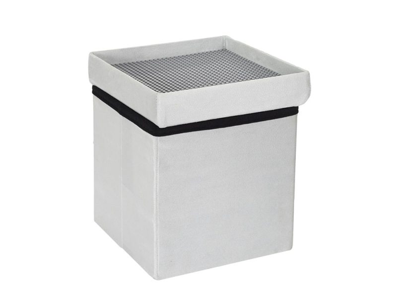 Gray Foldable Storage Pouffe - Image 5