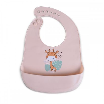 Silicone Bib with Feeder Rooibos Pink Cangaroo