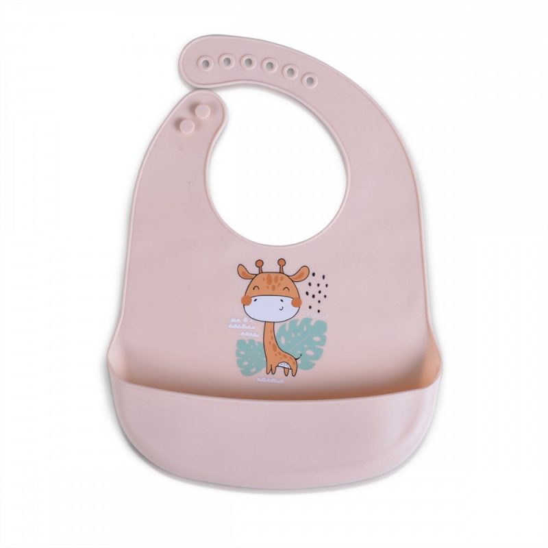Silicone Bib with Feeder Rooibos Pink Cangaroo
