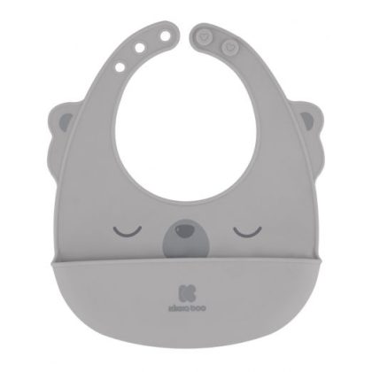 Silicone bib with food collector Grey Kikkaboo
